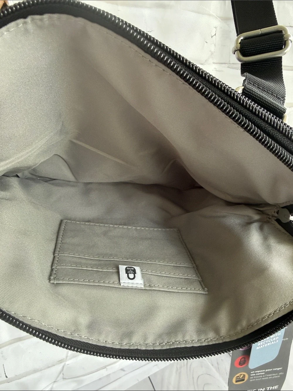 Baggallini Quilted Double Zip Anytime Crossbody in Charcoal Snakeskin Quilt - Picture 12 of 16